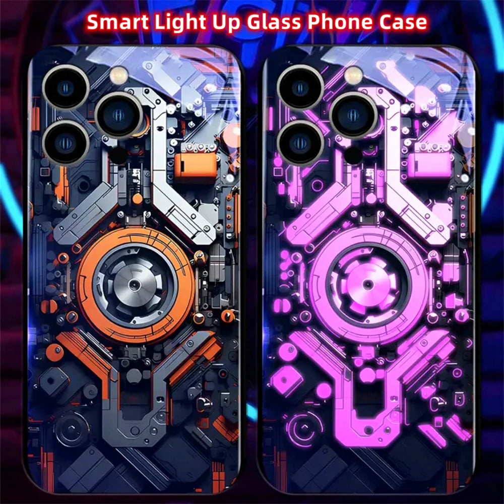 LED Light Glowing Tempered Glass Phone Case