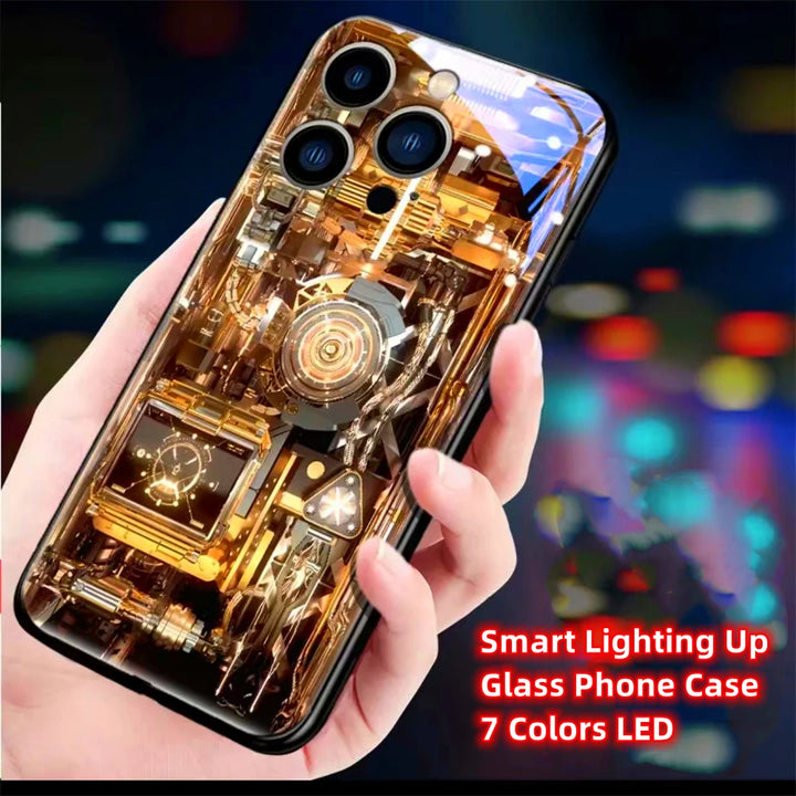 LED Light Glowing Tempered Glass Phone Case